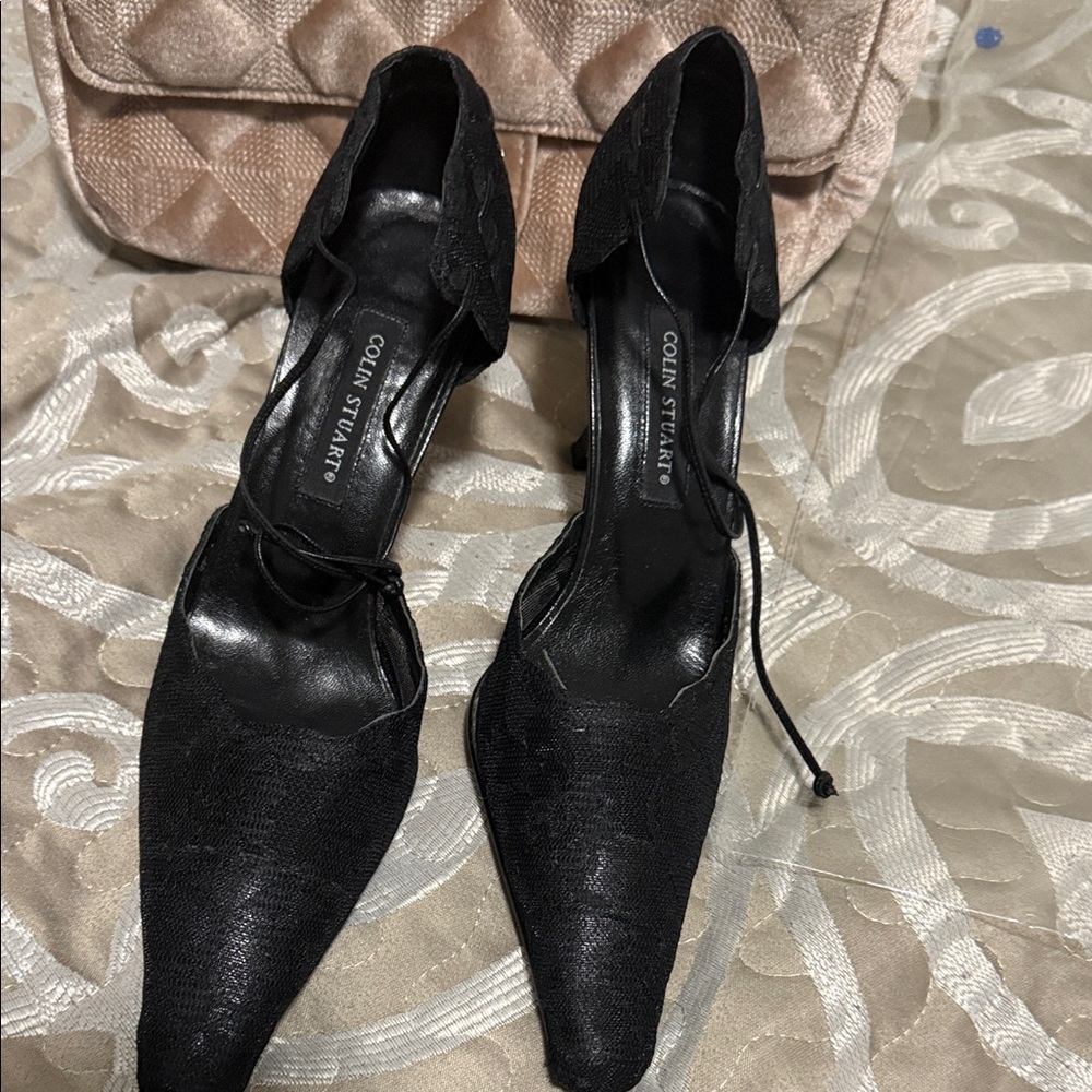Colin Stuart Black Lace-Up Heels
